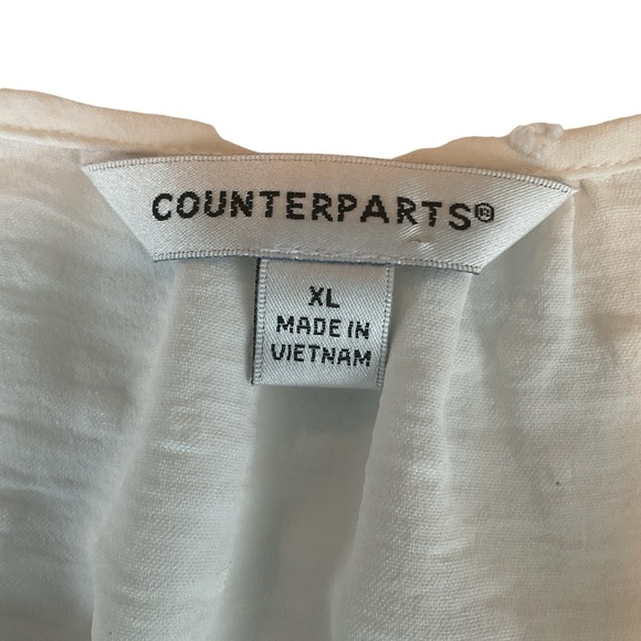 Counterparts White Long Sleeve V-neck Blouse Size XL - Picture 6 of 11